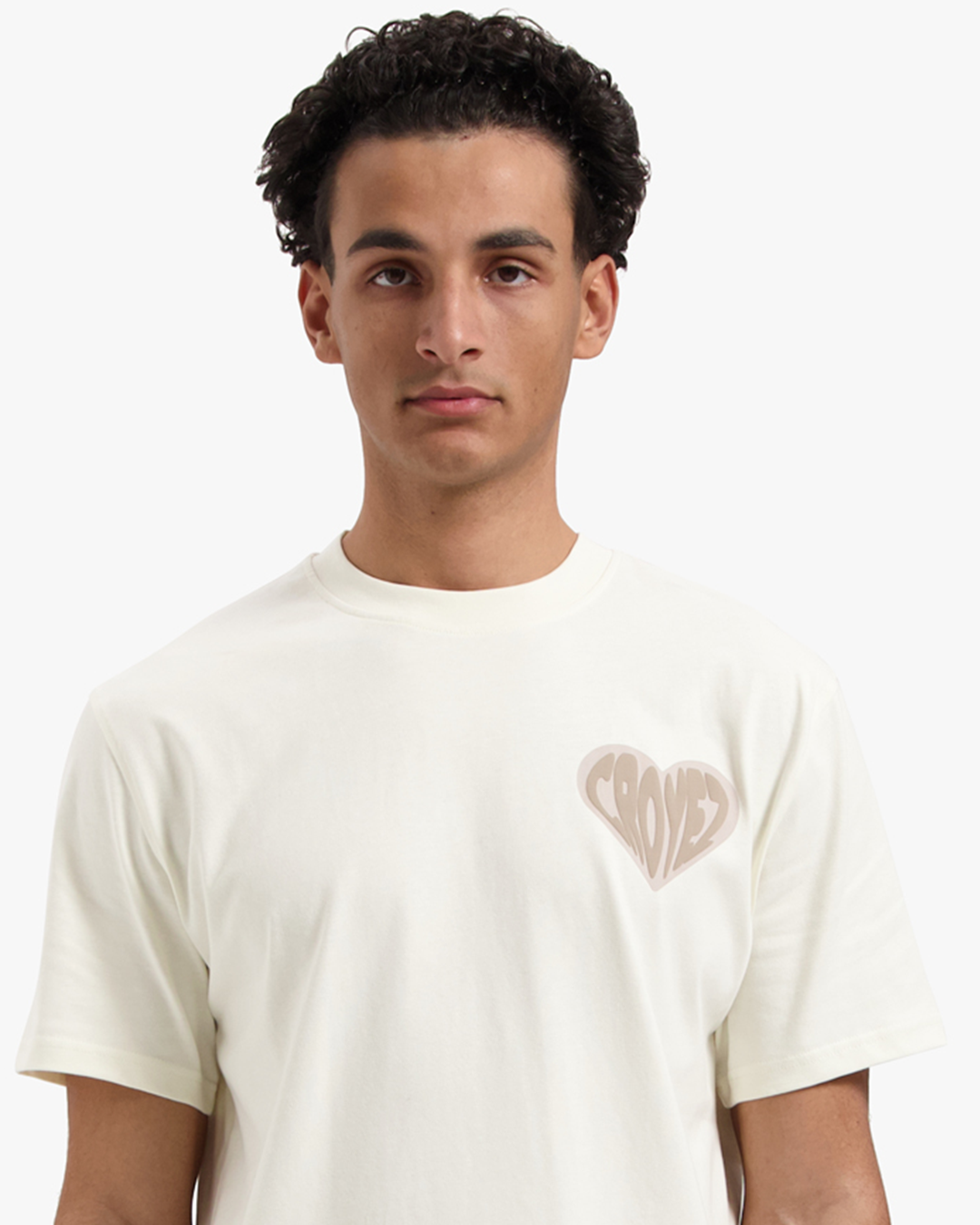 CROYEZ PUFFED HEART T-SHIRT - OFF-WHITE/BEIGE