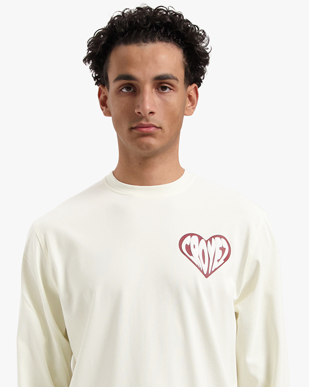 CROYEZ PUFFED HEART LONGSLEEVE T-SHIRT - OFF-WHITE