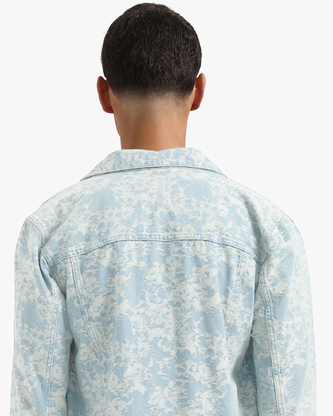 CROYEZ JACQUARD CAMO DENIM JACKET - LIGHT BLUE