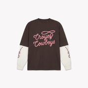 Croyez Cowboys Doppelärmel-Shirt | Verwaschenes Braun