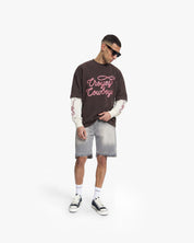 Croyez Cowboys Double Sleeve T-Shirt | Washed Brown
