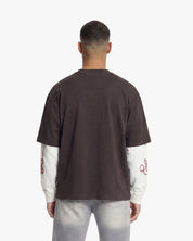 Croyez Cowboys Double Sleeve T-Shirt | Washed Brown