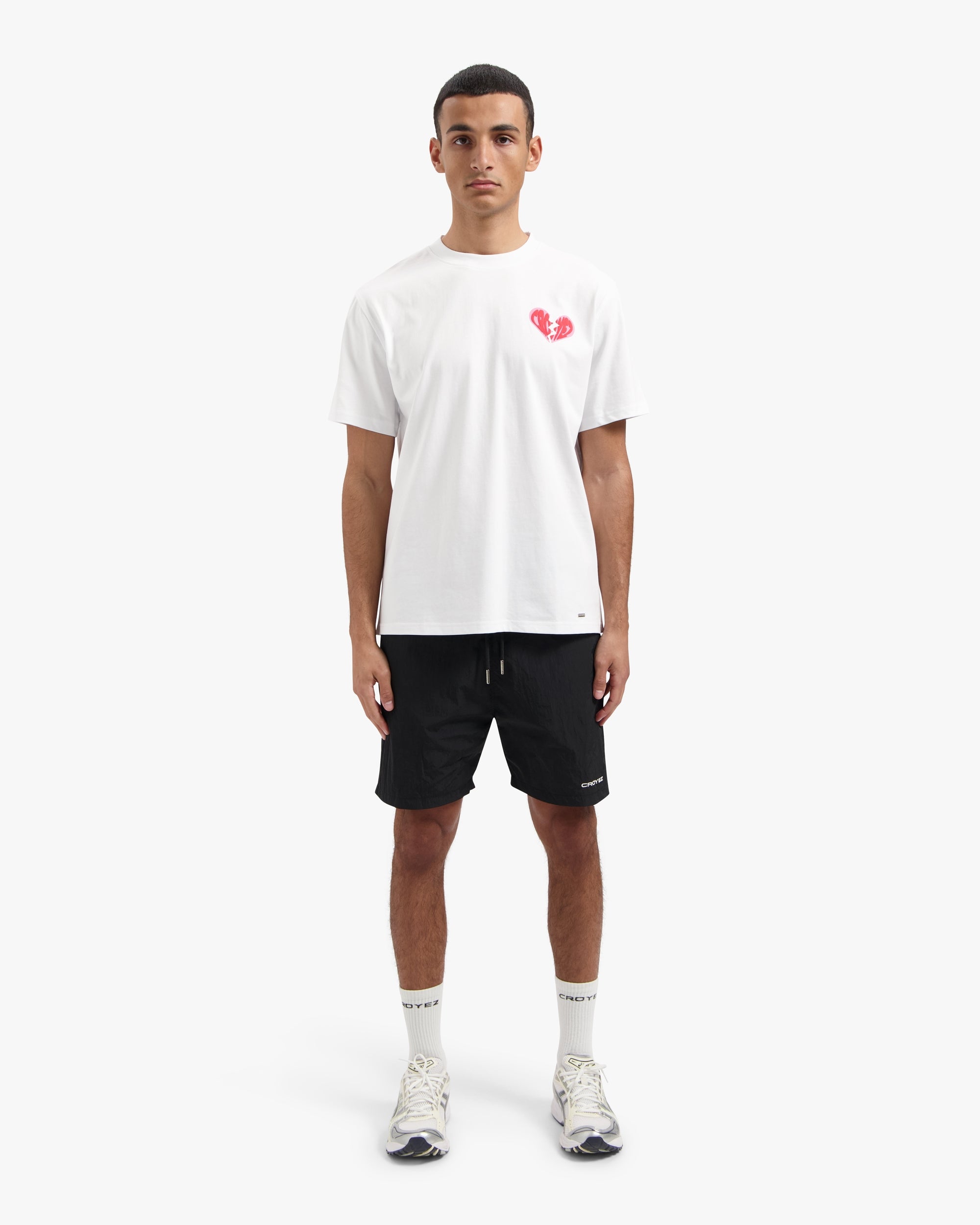CROYEZ BROKEN PUFFED HEART T-SHIRT | WHITE/RED