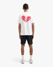 CROYEZ BROKEN PUFFED HEART T-SHIRT | WHITE/RED