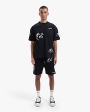 CROYEZ INITIAL FLOWER SHORTS | BLACK/WHITE