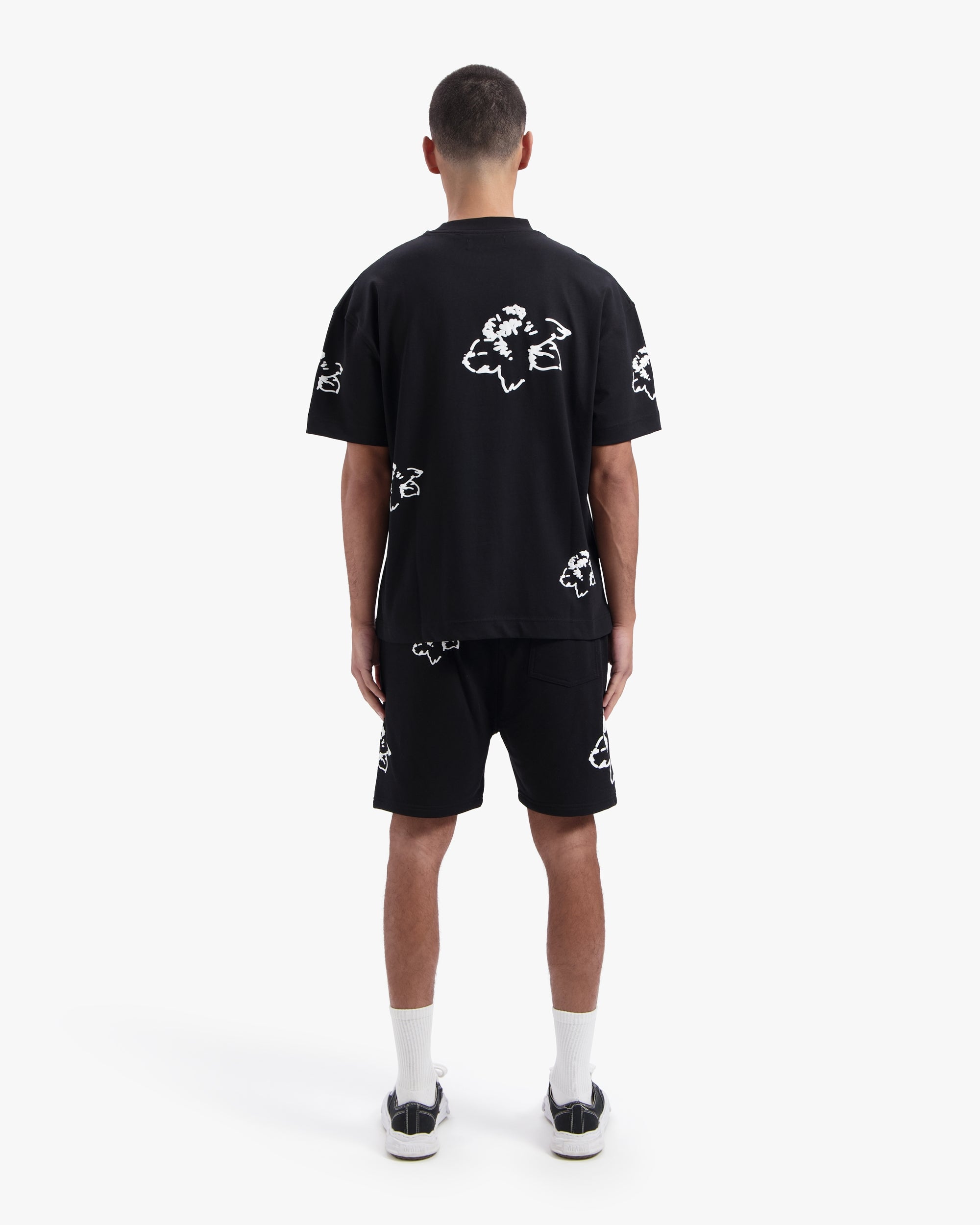 CROYEZ INITIAL FLOWER SHORTS | BLACK/WHITE