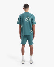 CROYEZ INITIAL FLOWER SHORTS | GREEN/OFF-WHITE