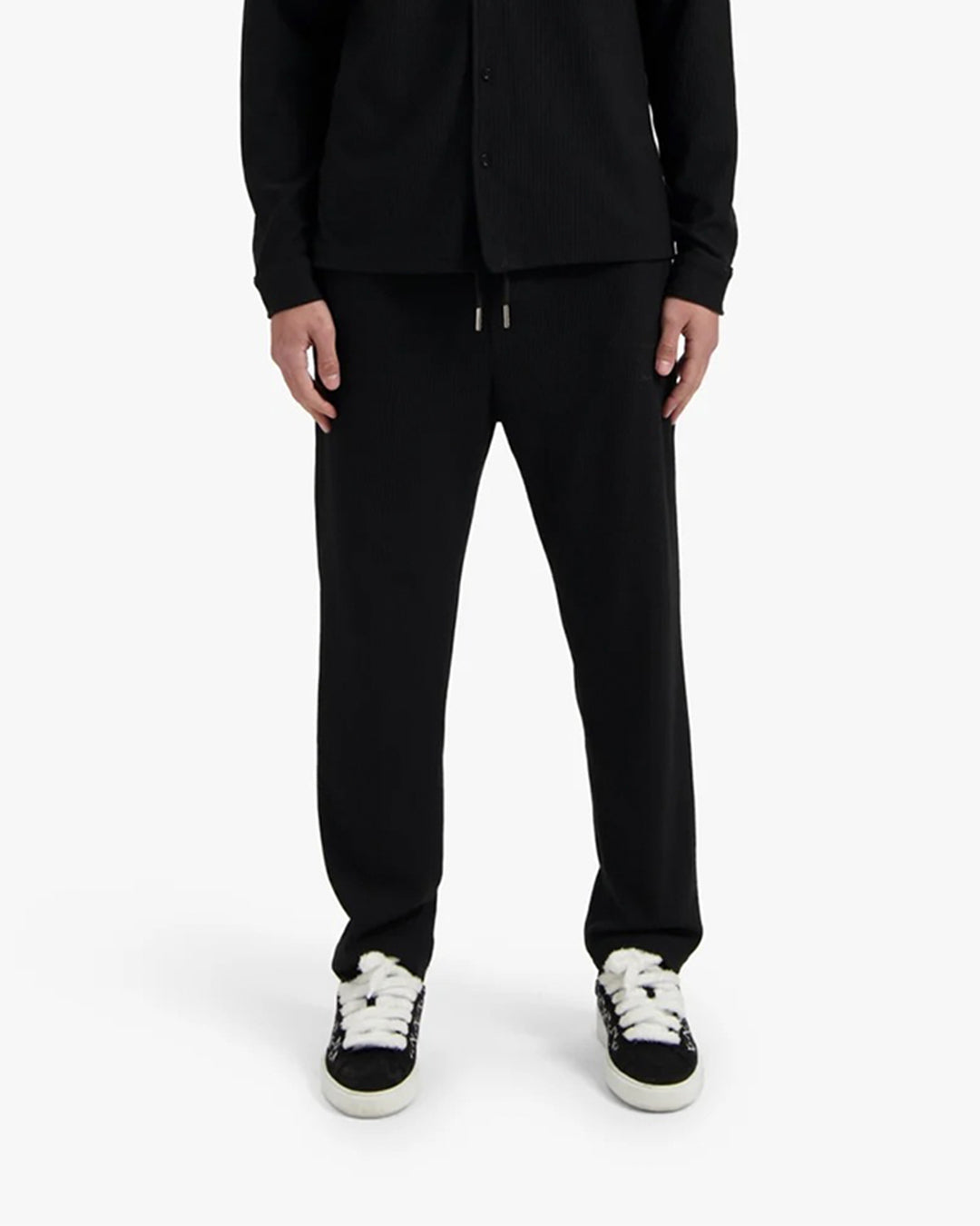 CROYEZ RIBBED STRAIGHT LEG PANTS | BLACK