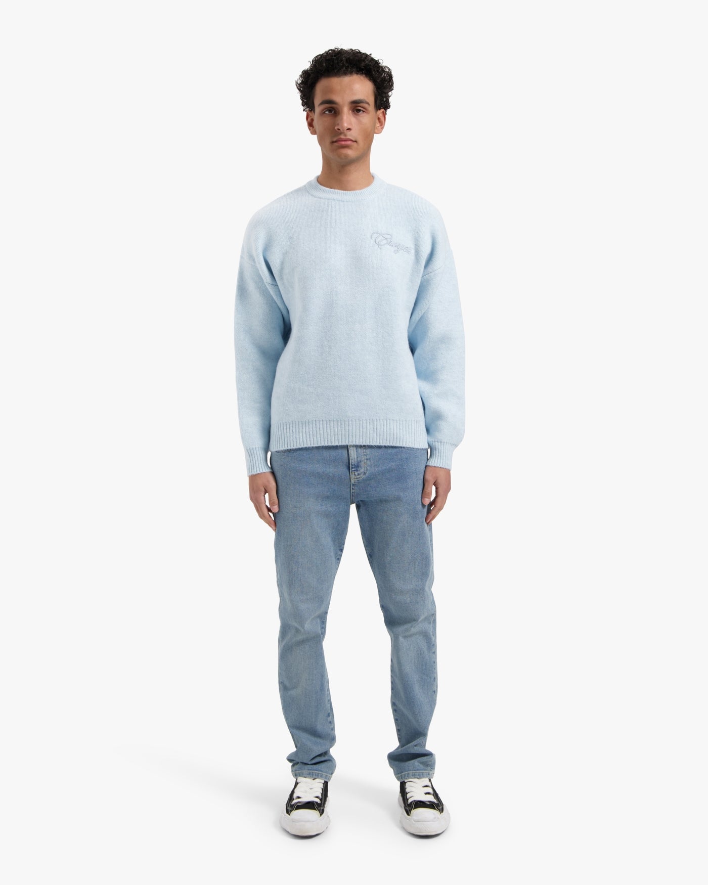 CROYEZ SCRIPT KNIT SWEATER - LIGHT BLUE