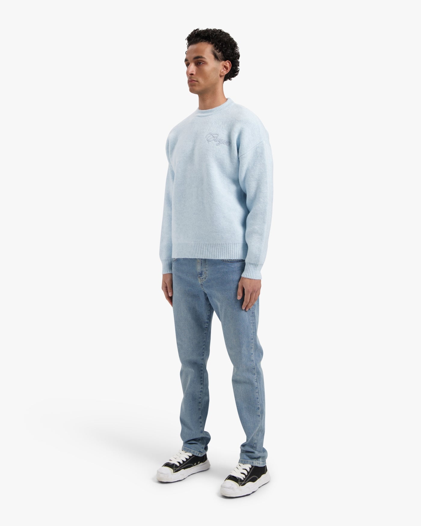 CROYEZ SCRIPT KNIT SWEATER - LIGHT BLUE