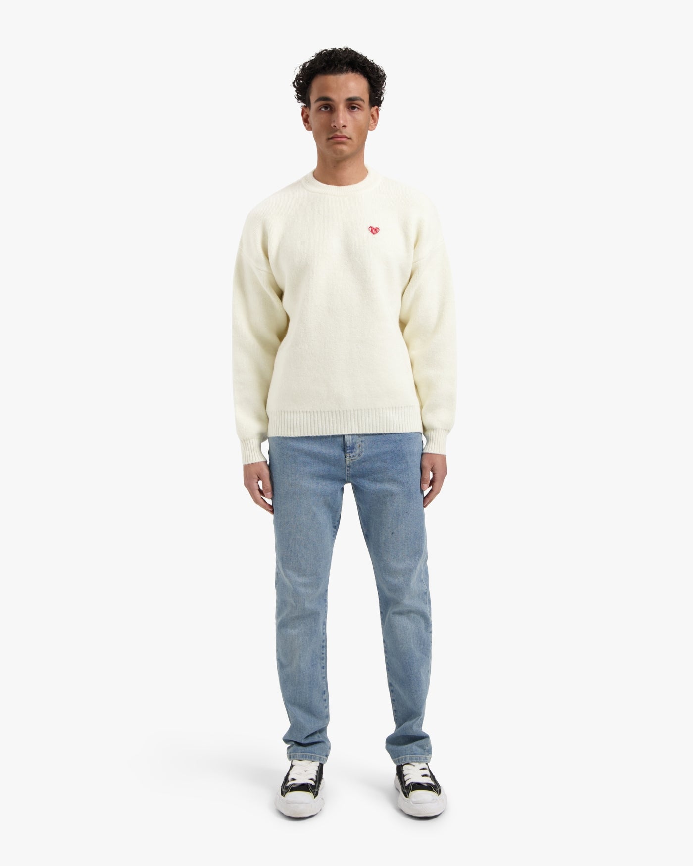 CROYEZ HEART KNIT SWEATER - OFF-WHITE