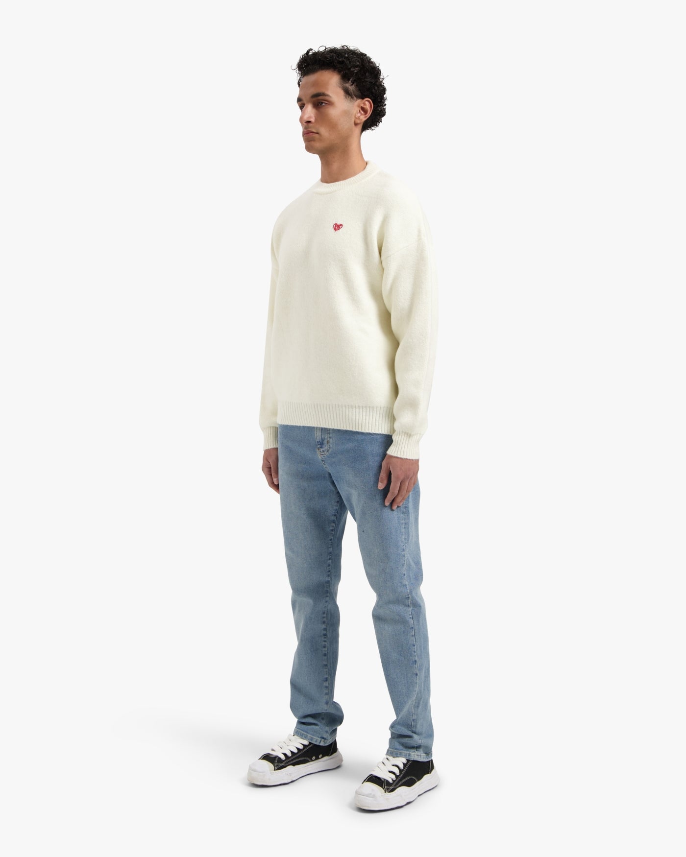 CROYEZ HEART KNIT SWEATER - OFF-WHITE