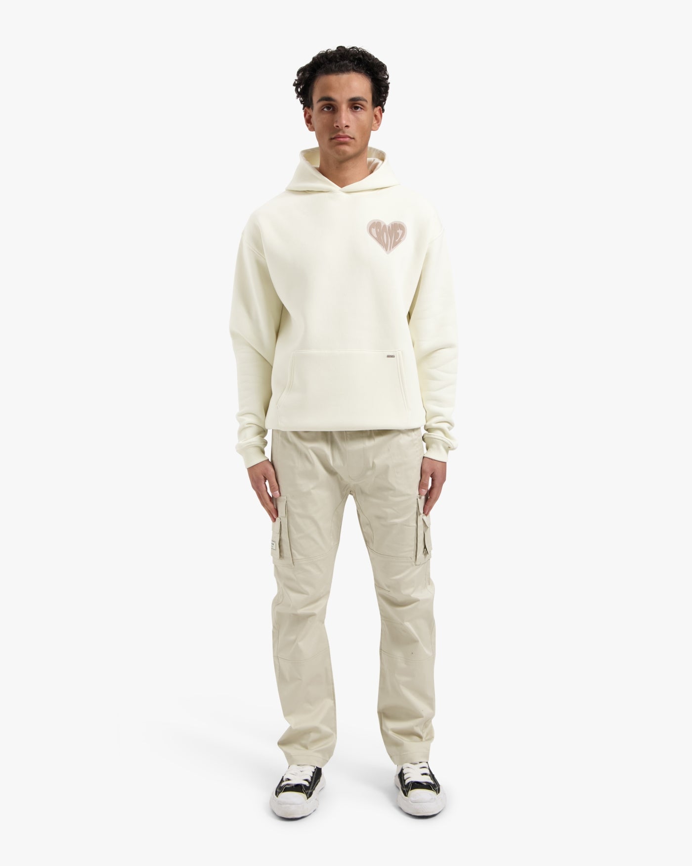 CROYEZ PUFFED HEART HOODIE | OFF-WHITE/BEIGE