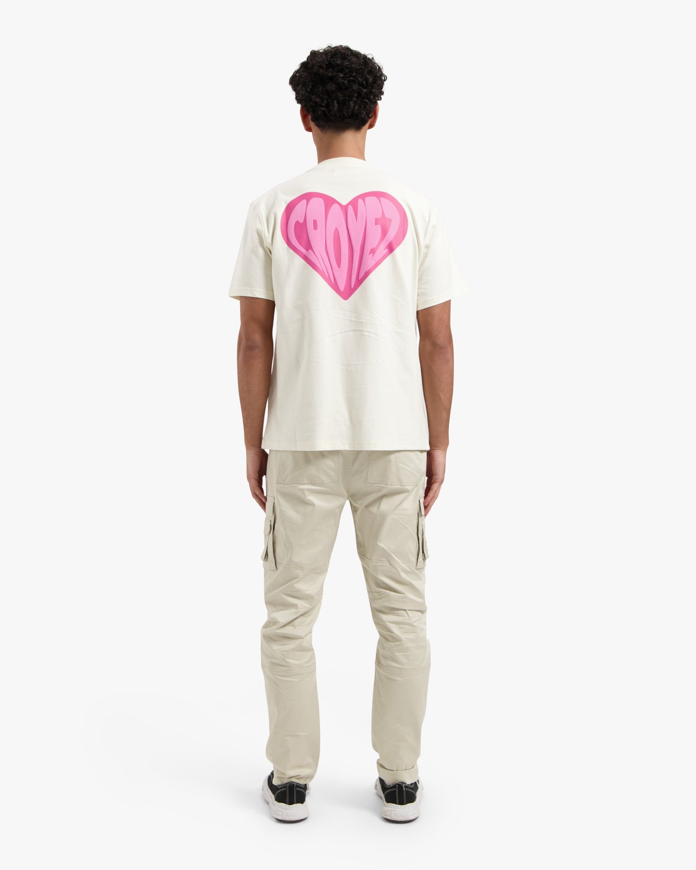 CROYEZ PUFFED HEART T-SHIRT | OFF-WHITE/PINK