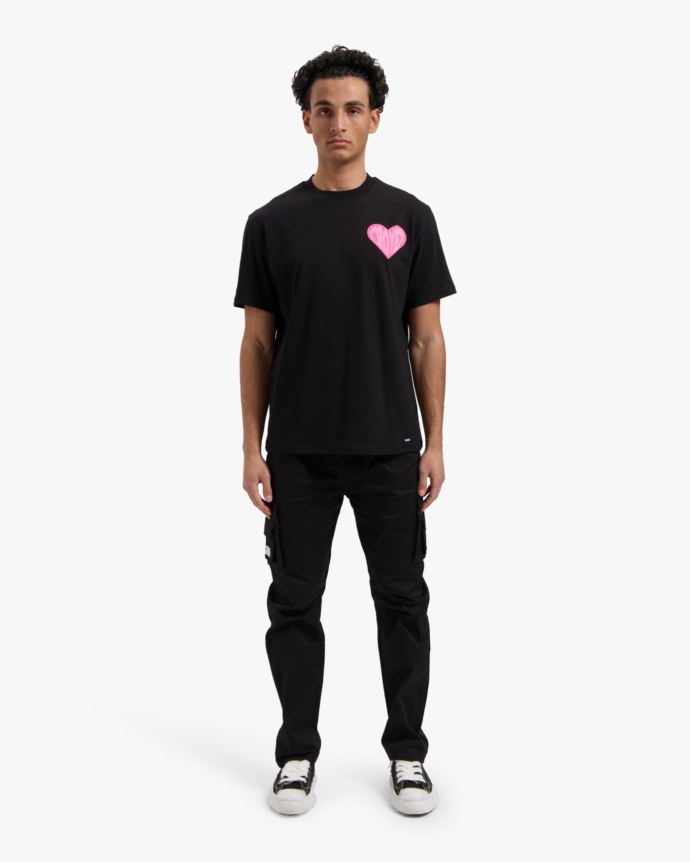 CROYEZ PUFFED HEART T-SHIRT - BLACK/PINK