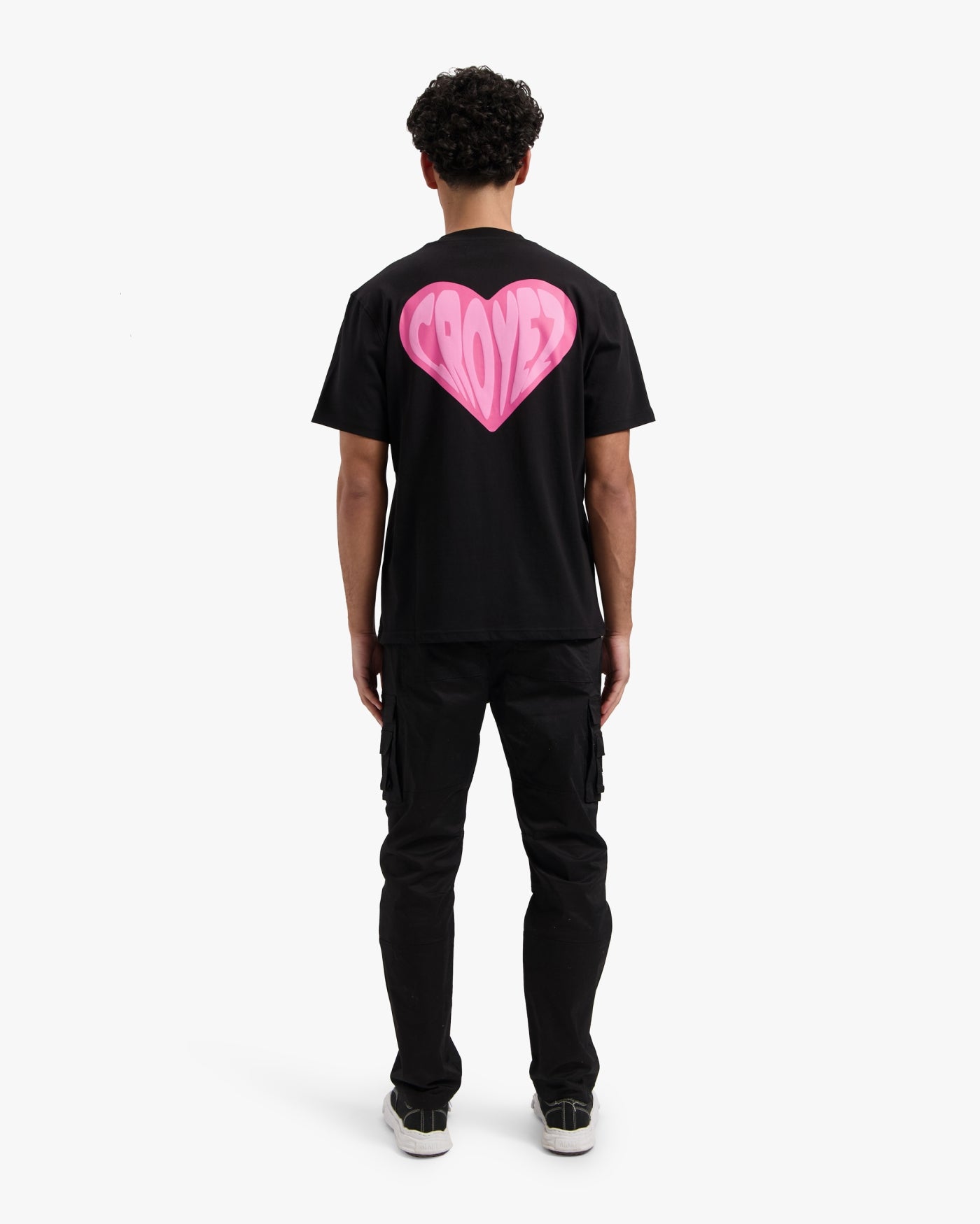 CROYEZ PUFFED HEART T-SHIRT - BLACK/PINK