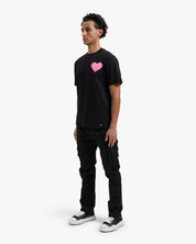 CROYEZ PUFFED HEART T-SHIRT | BLACK/PINK
