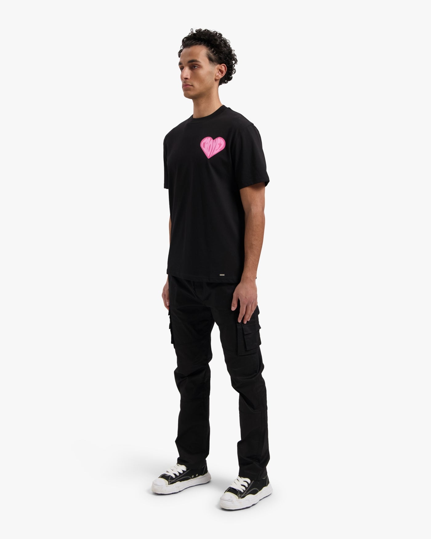 CROYEZ PUFFED HEART T-SHIRT - BLACK/PINK