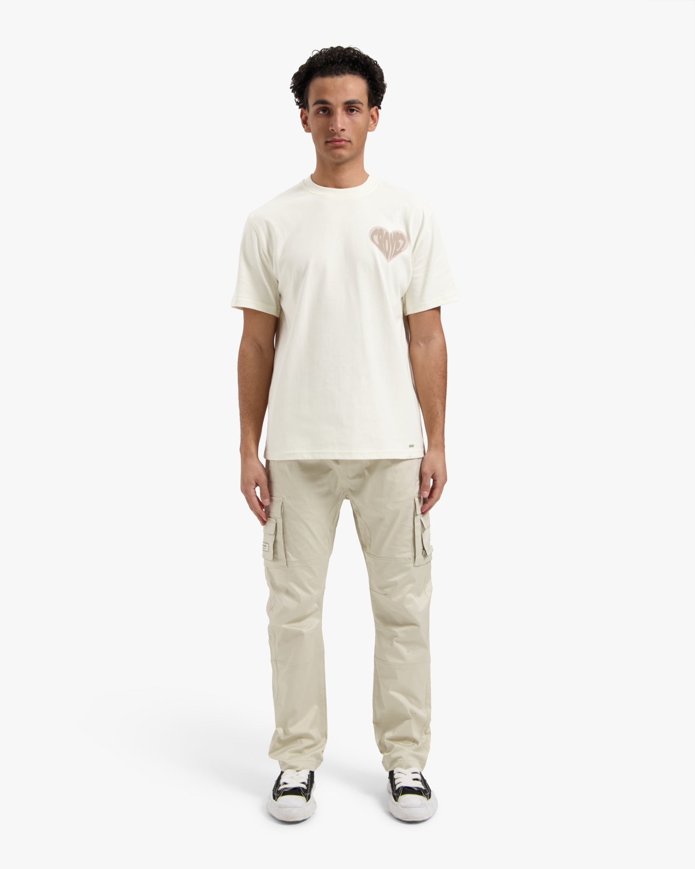 CROYEZ PUFFED HEART T-SHIRT | OFF-WHITE/BEIGE