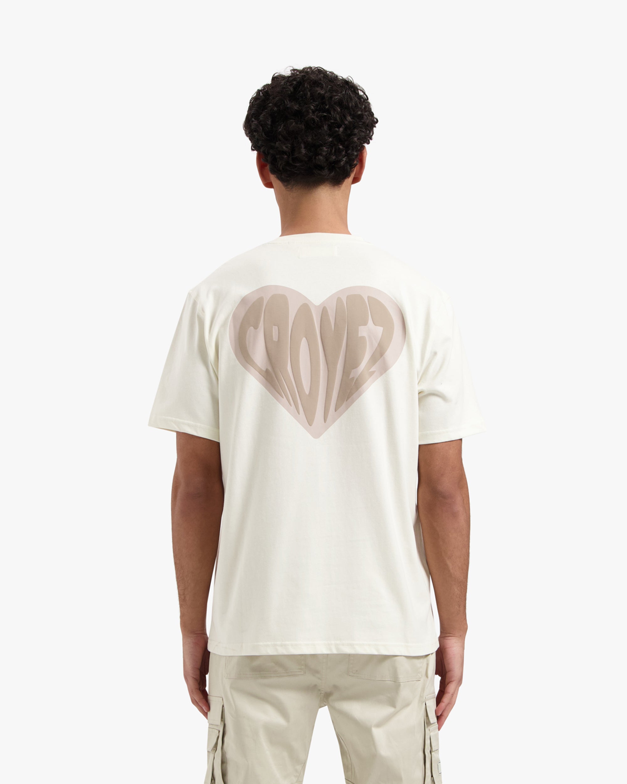 CROYEZ PUFFED HEART T-SHIRT | OFF-WHITE/BEIGE
