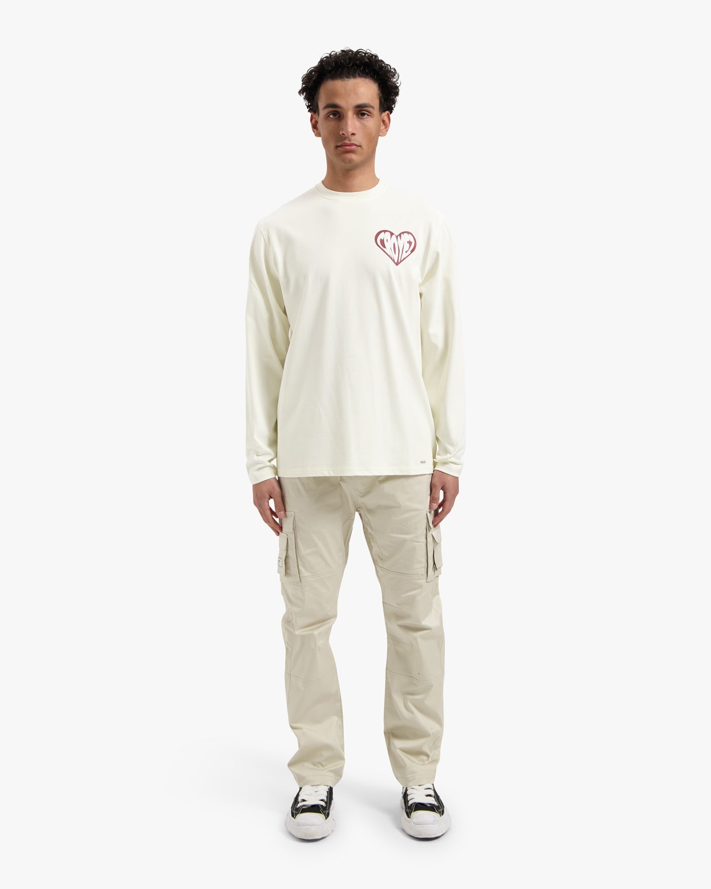 CROYEZ PUFFED HEART LONGSLEEVE T-SHIRT - OFF-WHITE