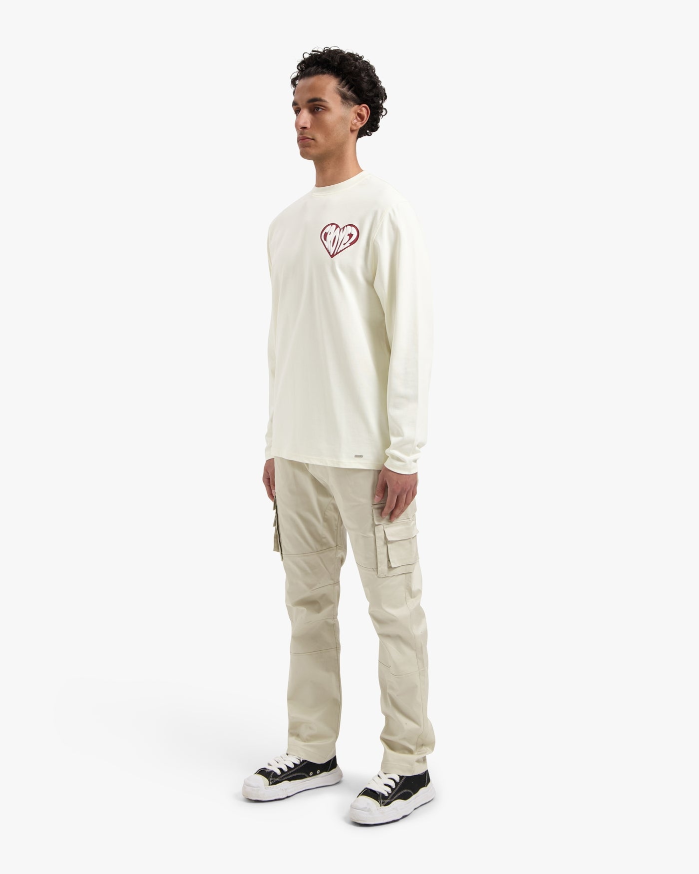 CROYEZ PUFFED HEART LONGSLEEVE T-SHIRT - OFF-WHITE