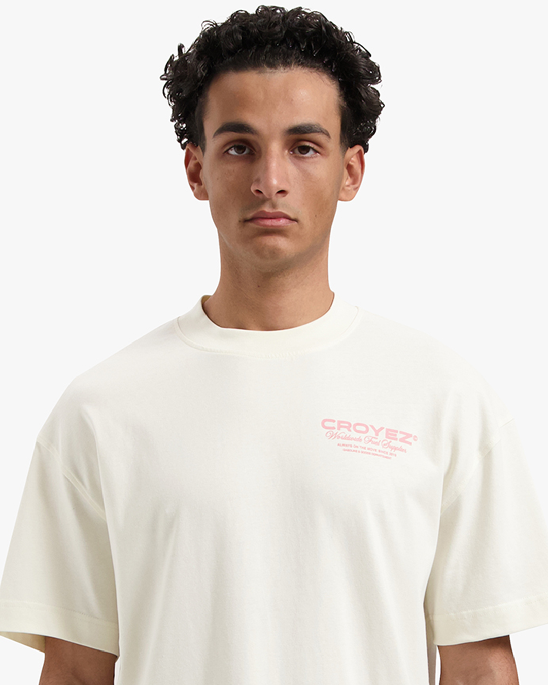 CROYEZ WORLDWIDE SUPPLIER T-SHIRT - OFF-WHITE/PINK