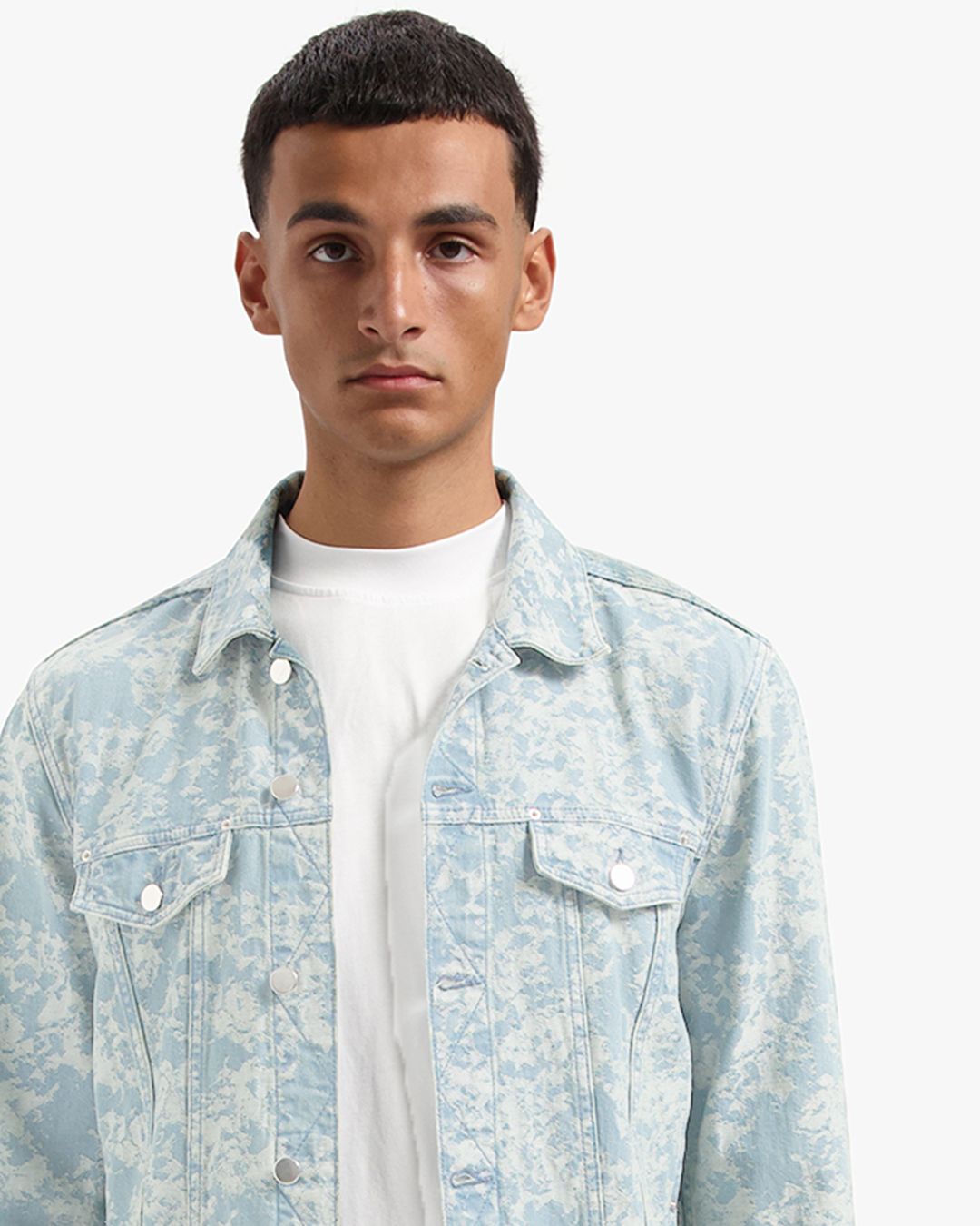CROYEZ JACQUARD CAMO DENIM JACKET | LIGHT BLUE