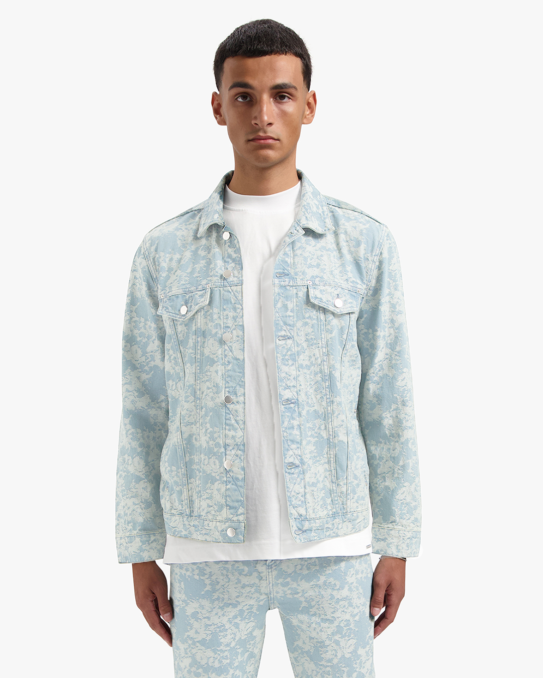 CROYEZ JACQUARD CAMO DENIM JACKET | LIGHT BLUE