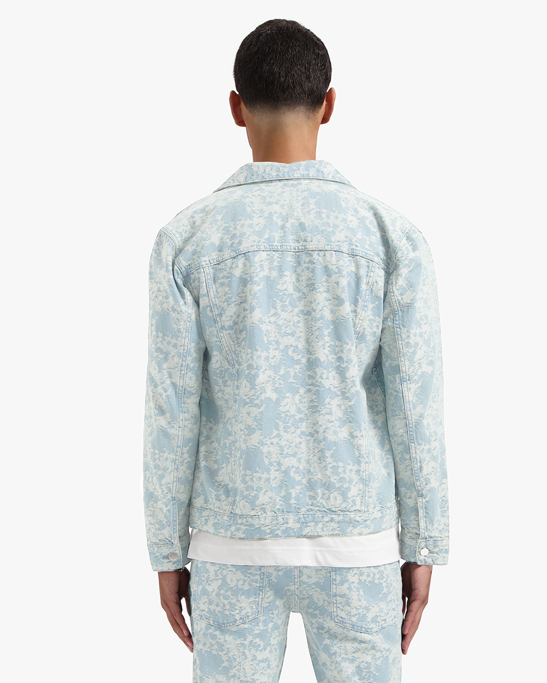 CROYEZ JACQUARD CAMO DENIM JACKET - LIGHT BLUE