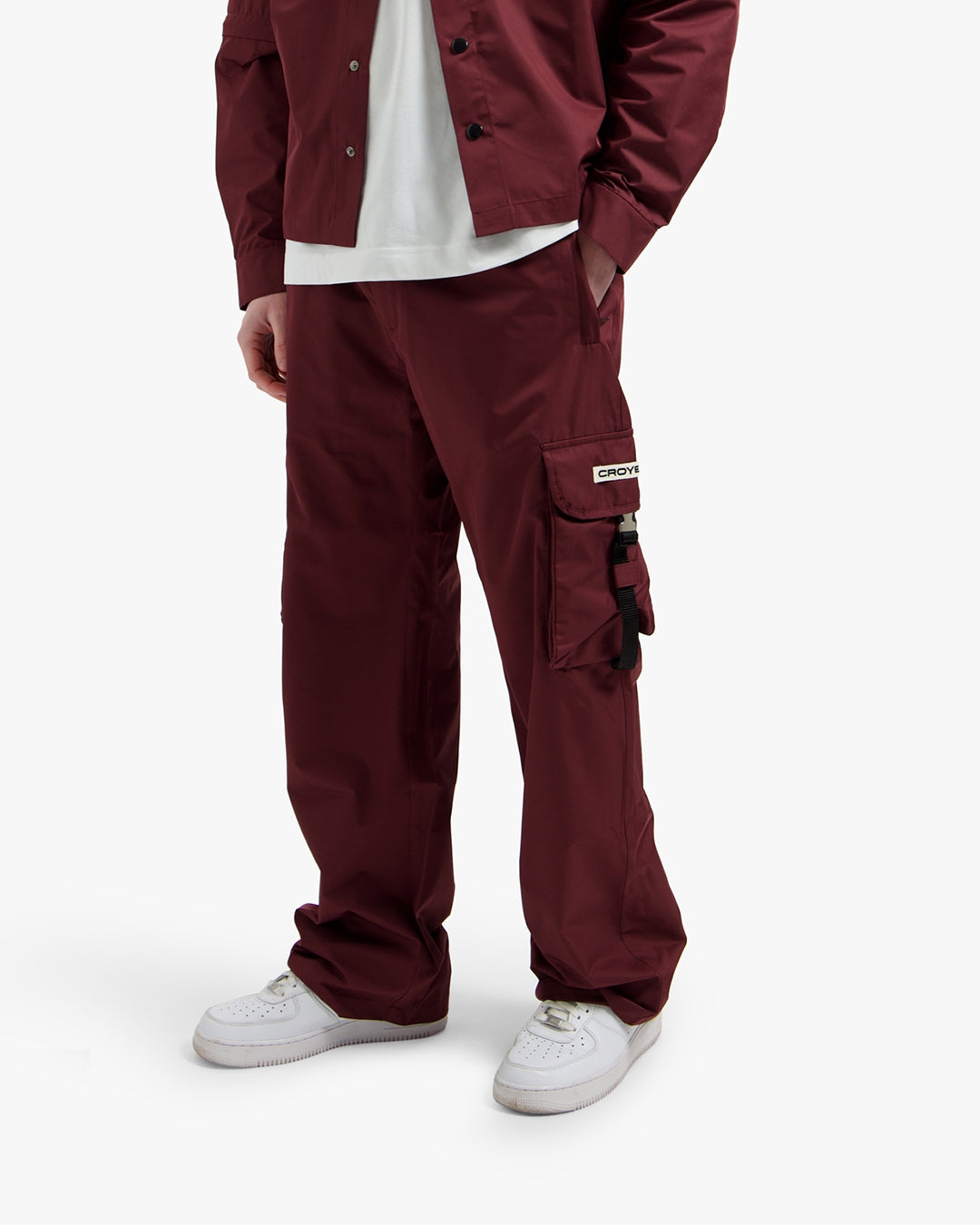 Croyez Etiquette Nylon Pants | Burgundy