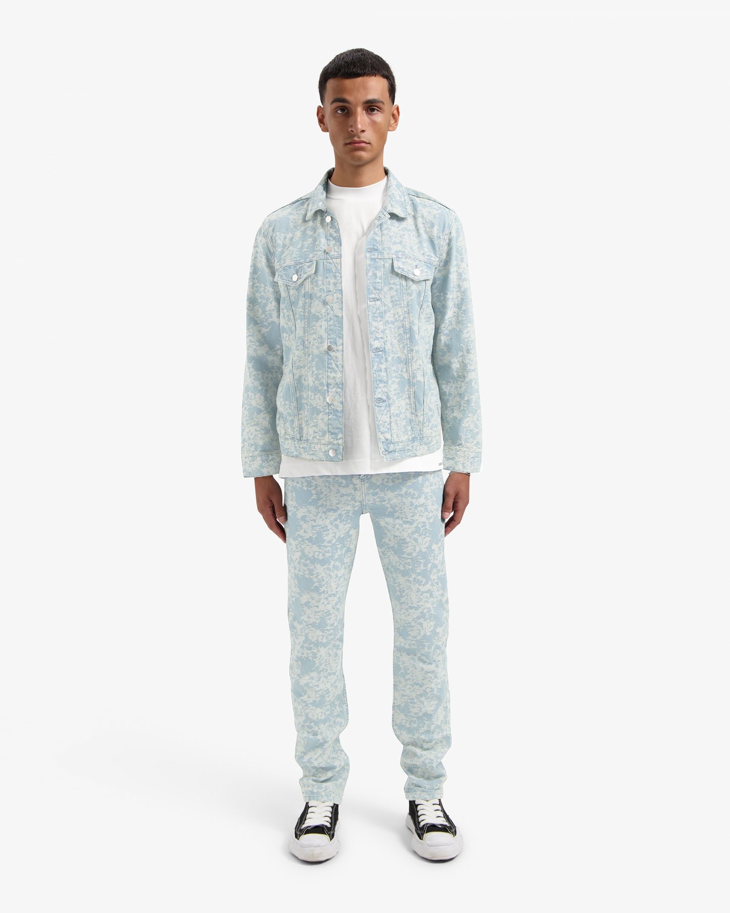 CROYEZ JACQUARD CAMO DENIM JACKET - LIGHT BLUE