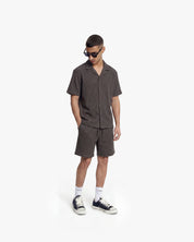 Croyez Initial Waffle Shirt | Washed Brown