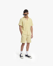 Croyez Initial Waffle Shorts | Butter Yellow