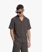 Croyez Initial Waffle Shirt | Washed Brown