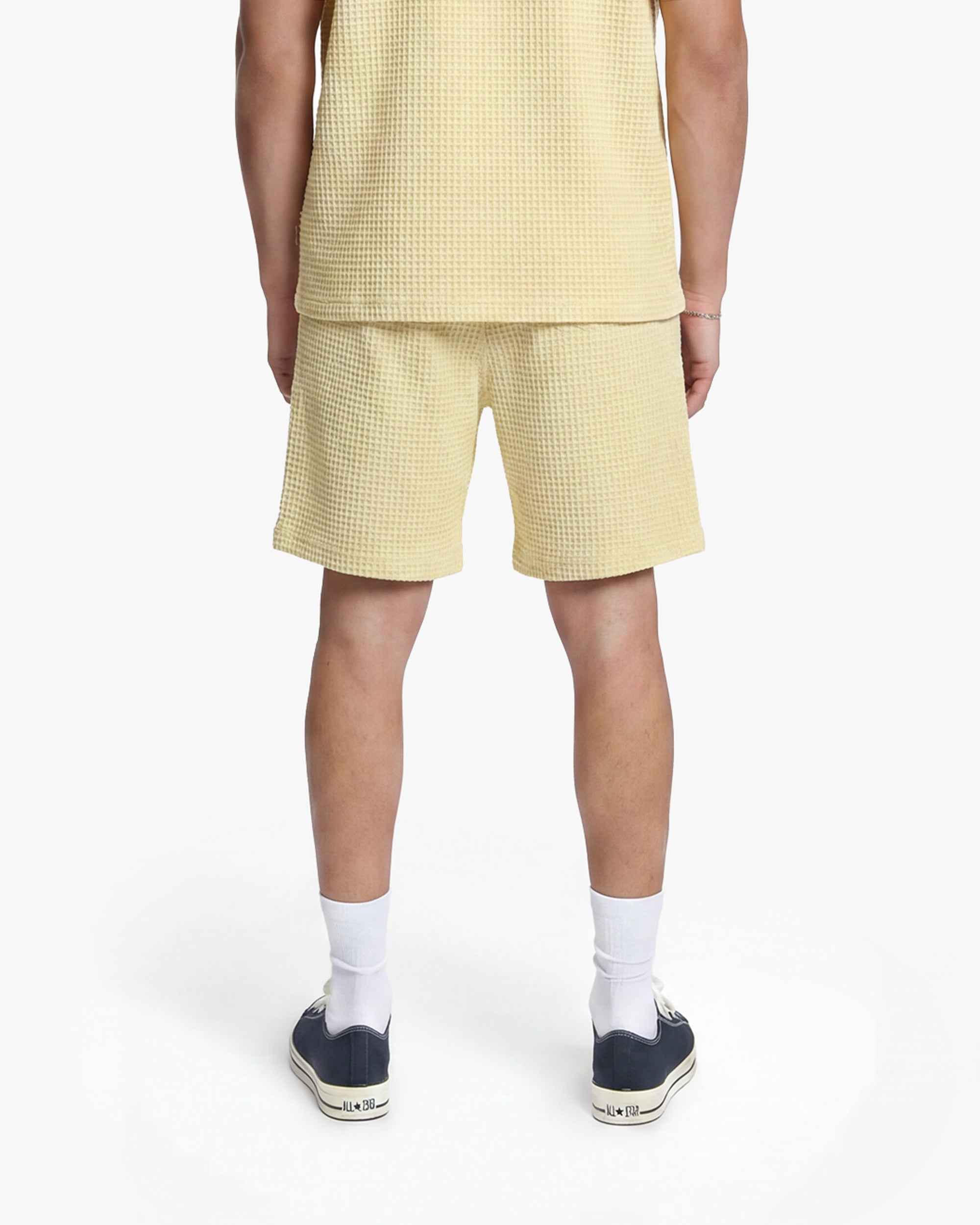 Croyez Initial Waffle Shorts | Butter Yellow