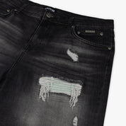 CROYEZ CH1 DISTRESSED DENIM SHORT | BLACK/BLUE SURF