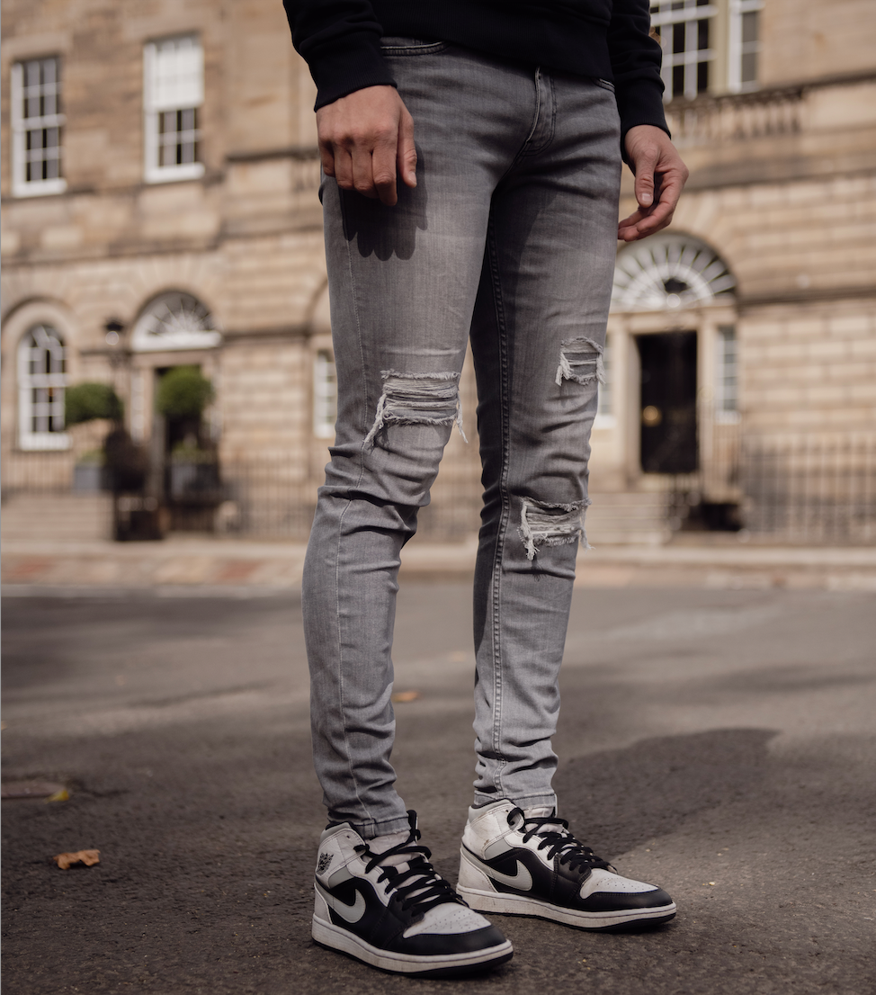 Ripped Jean With Grey CROYEZ MULTI RIPPED JEANS GREY Croyez
